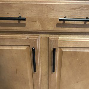 Solid SS Euro Cabinet Pulls Matte Black 3-3/4" Hole Centers-7-Open Box CAULDHAM